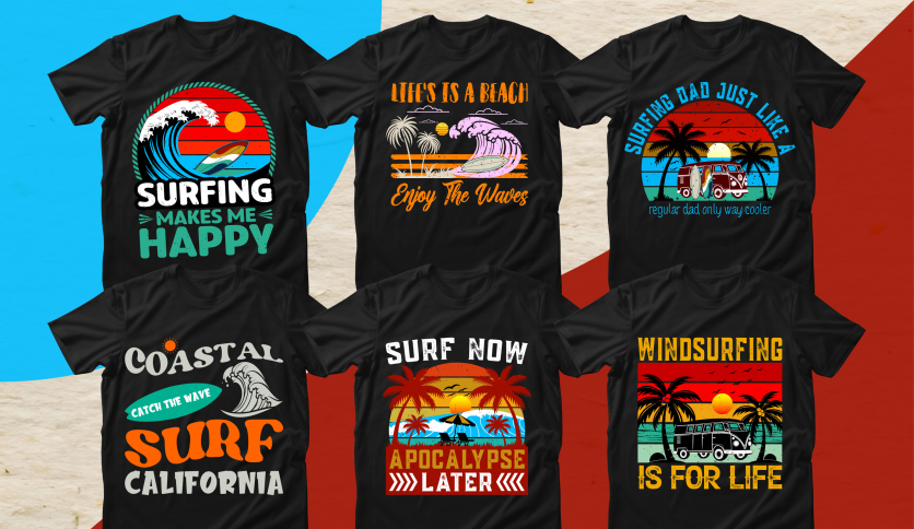 Surfing vintage t-shirt design.