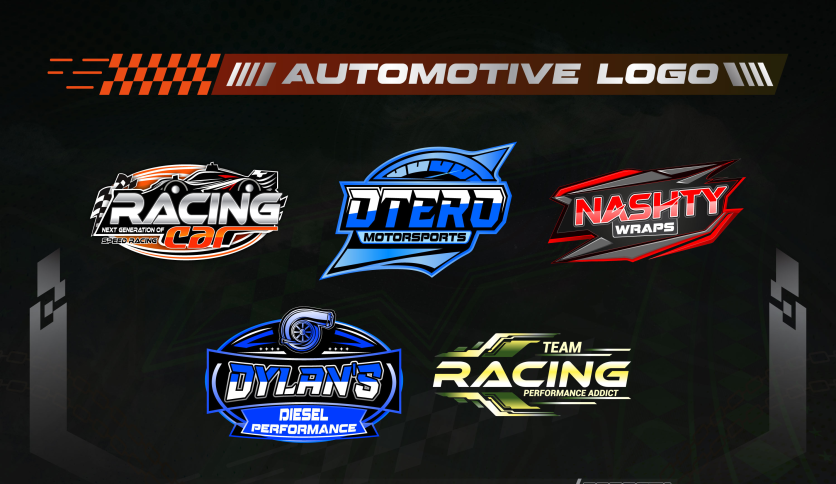 Amazing racing automotive logo, with a 3D theme