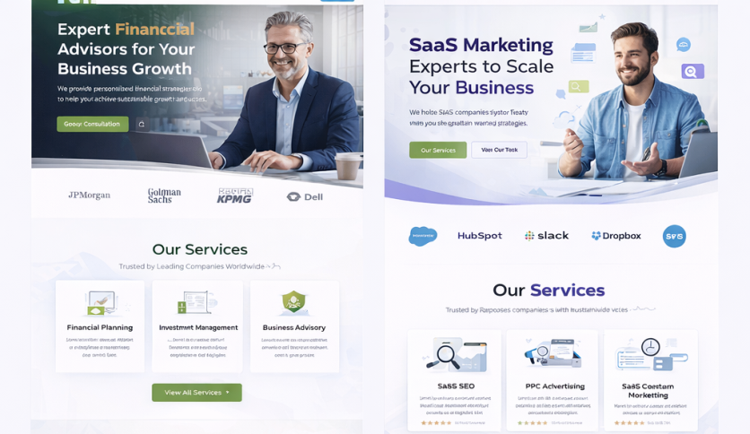 Corporate business WordPress website with full custom layout, responsive and SEO-ready.