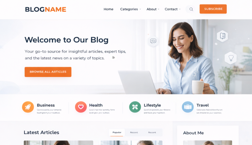 Modern Blog Website Design – WordPress Full Homepage