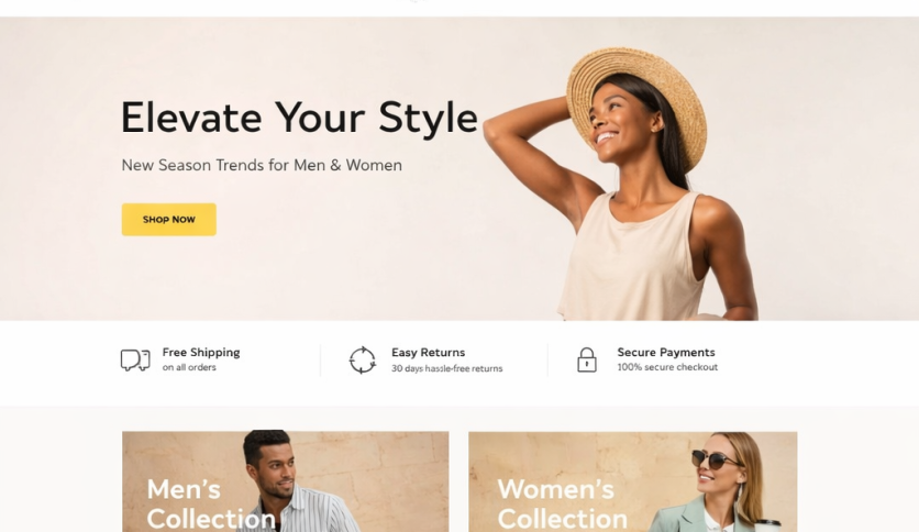 Modern Fashion Clothing Store Homepage Design – WordPress