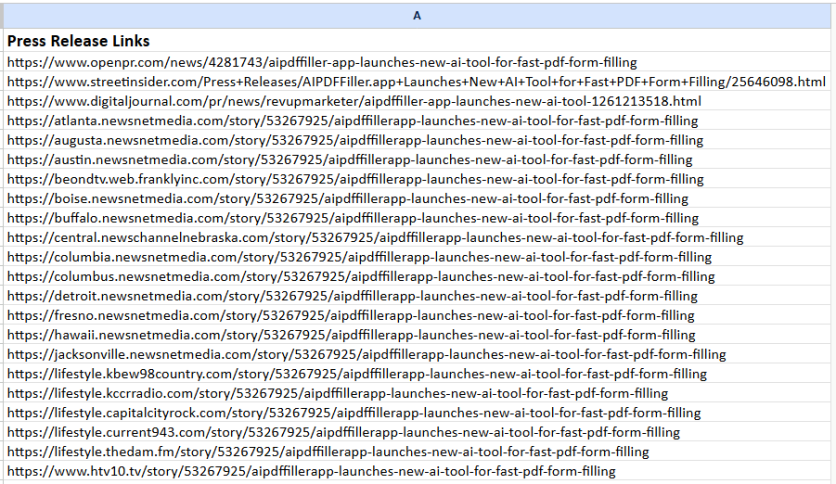 Press Release Sample Report