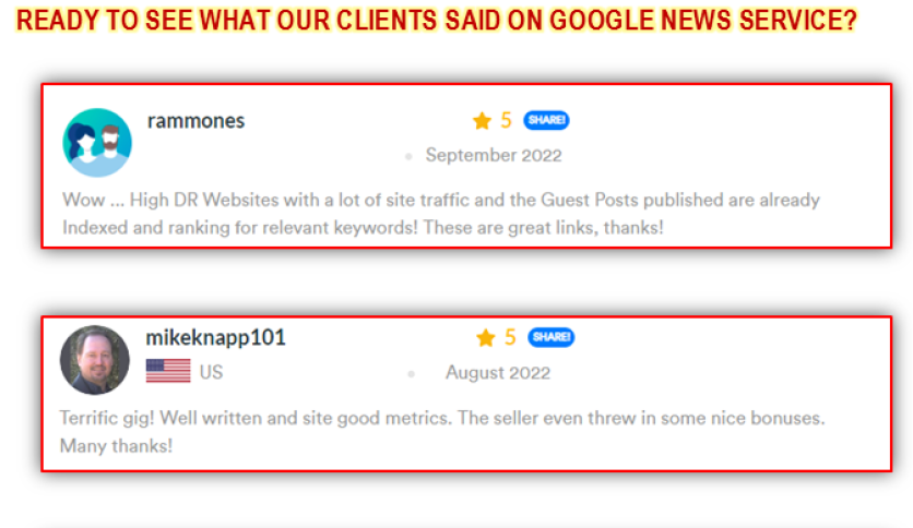 Google News Guest Post Service: Client Reviews