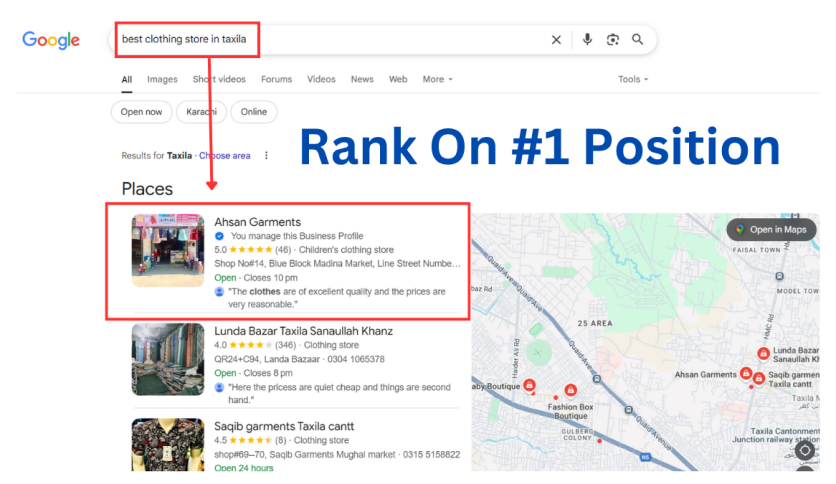 Local SEO & Google Business Profile Optimization for Ahsan Garments