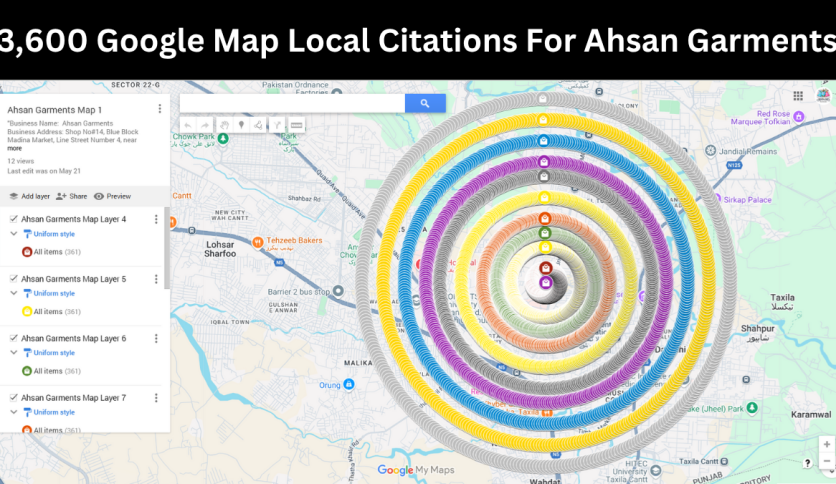 3,600 Google Map Local Citations for Ahsan Garments