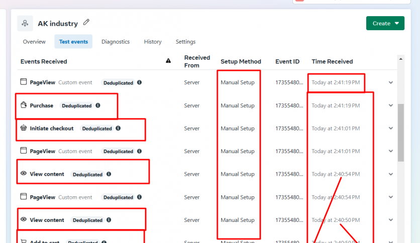 Setup all Event browser site and server site by manually
