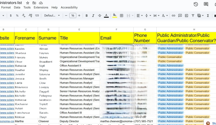 Public Administrators Contact List Expansion