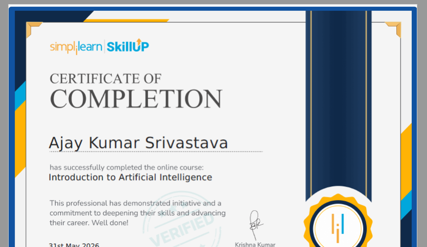 Introduction to Artificial Intelligence Certification